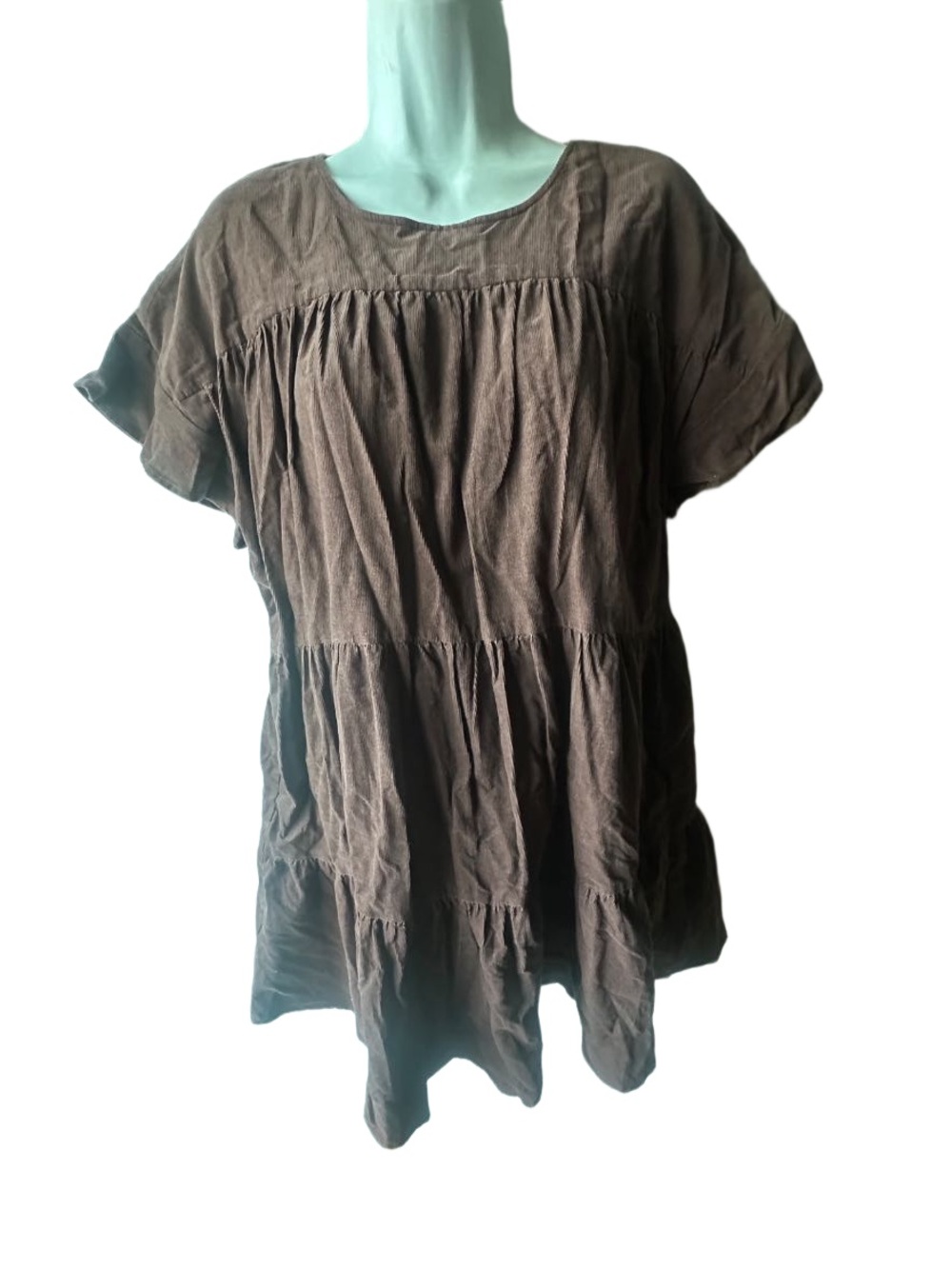 Altar’d State Brown Oversized Shift Dress Cap Sleeve Boho Chic Size S